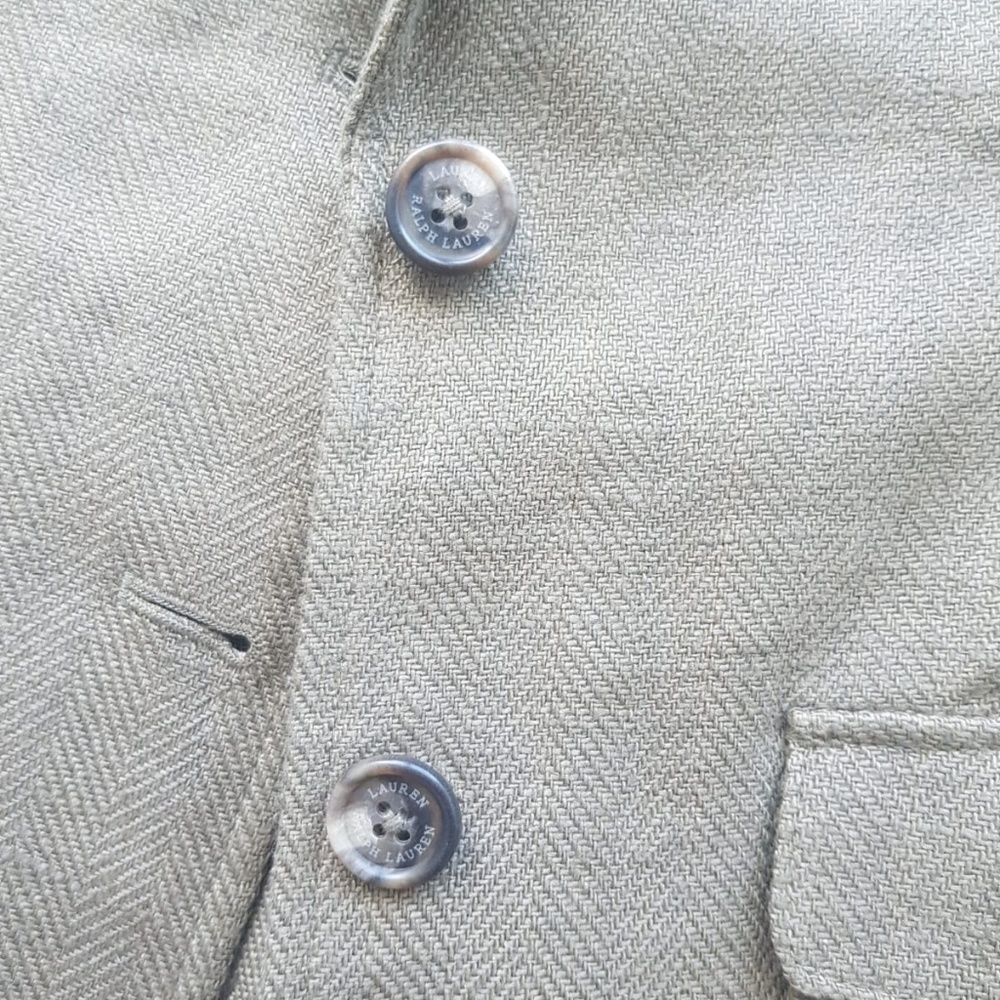 Lauren Ralph Lauren Herringbone Linen Blazer In Olive Fern Size 12 NWT $345 - Picture 8 of 12